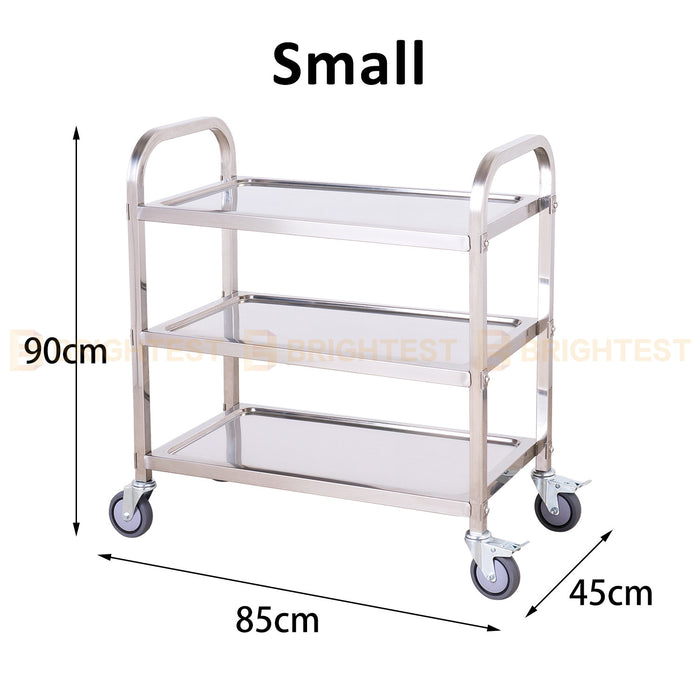 3 Tier Stainless Steel Serving Cart Trolley Kitchen Food Catering Service Shelf