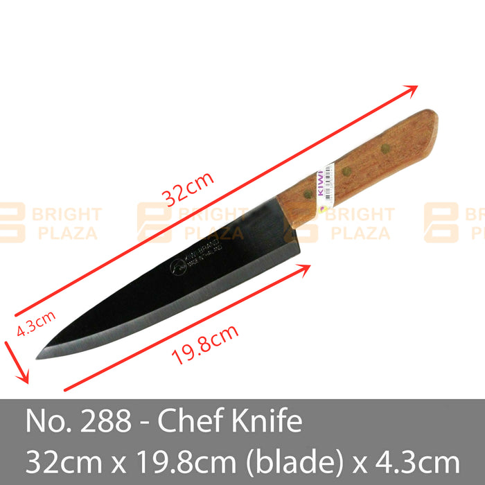 KIWI Knife Stainless Steel Blade Kitchen Chef Knives Cook Cleaver Wood No. 288