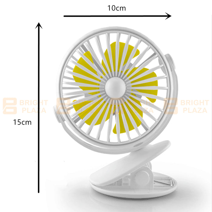 Portable Clip On Small Desk Fan Cooler Cooling USB Rechargeable Desktop Night Light