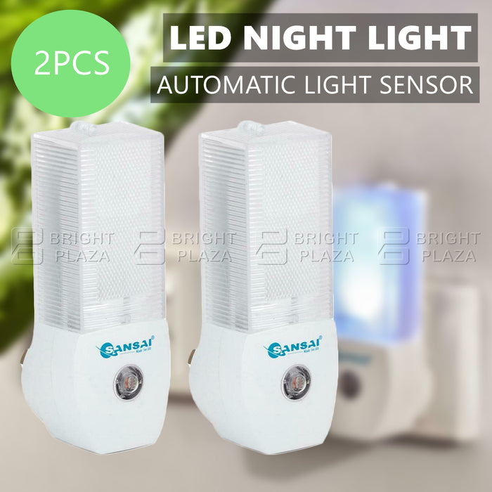 2pcs Automatic LED Night Light Lamp Sensor Activating Auto On/Off Hallway Bedroom