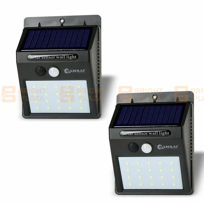 2PK 20 LED Solar Powered PIR Motion Sensor Light Garden Outdoor Security Lights