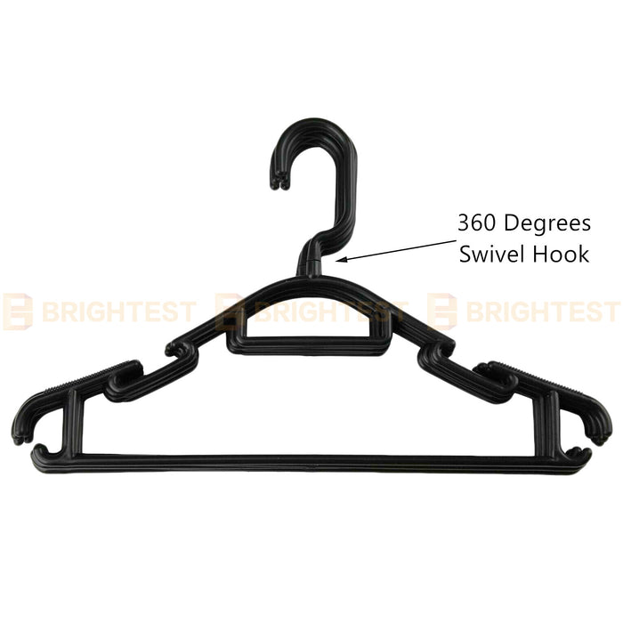 Plastic Coat Hangers Clothes Bulk Black Clothing Coathangers Shirt Suit Swivel Hook
