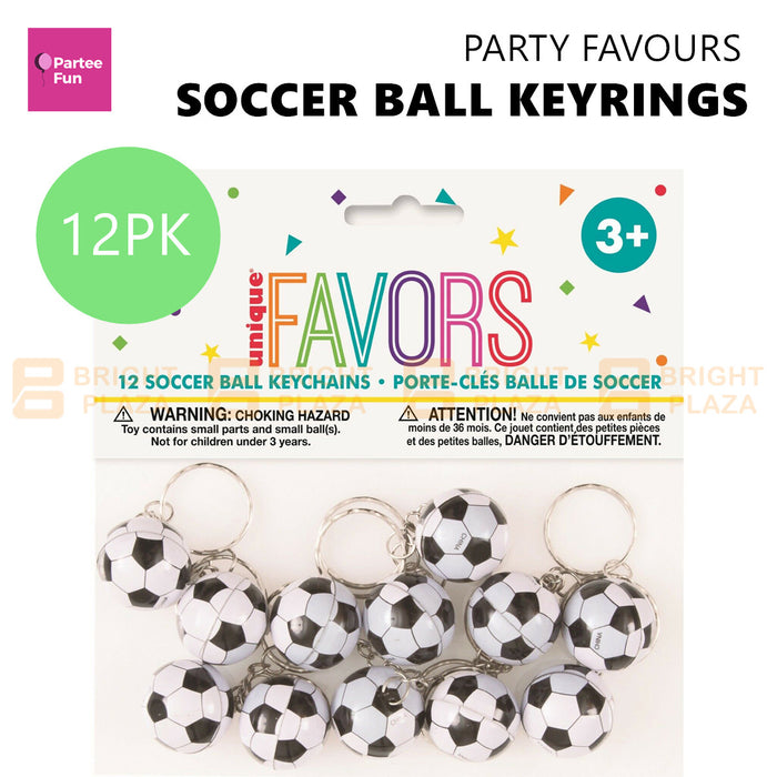 12pk Soccer Ball Keyrings Keychains Sports Birthday Party Loot Bag Favours Key Chain