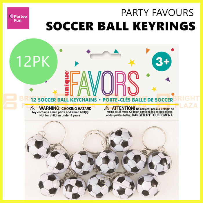 12pk Soccer Ball Keyrings Keychains Sports Birthday Party Loot Bag Favours Key Chain