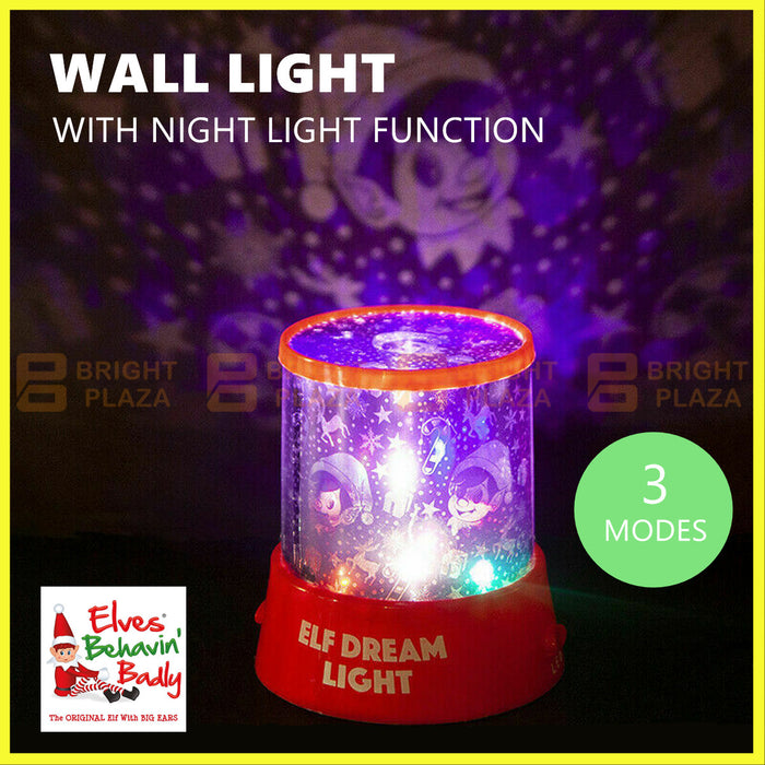 Elf Dream Night Light Kids LED Wall Projector Lamp Colour Changing Baby Elves Xmas