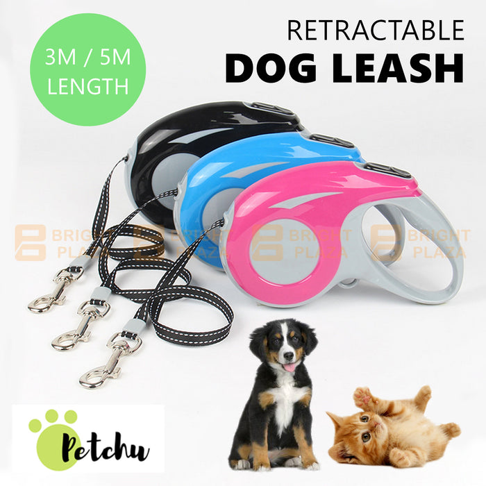 Heavy Duty Retractable Pet Cat Dog Leash Walking Lead Rope Extendable Lockable 3M 5M