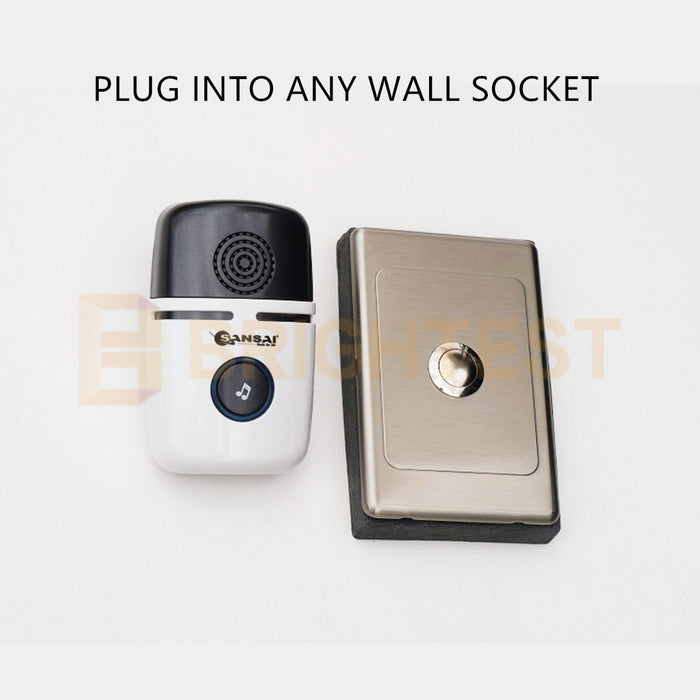 Plug In Wireless Door Bell Chime Alert Ring Alarm Doorbell 48 Music Tones 200m