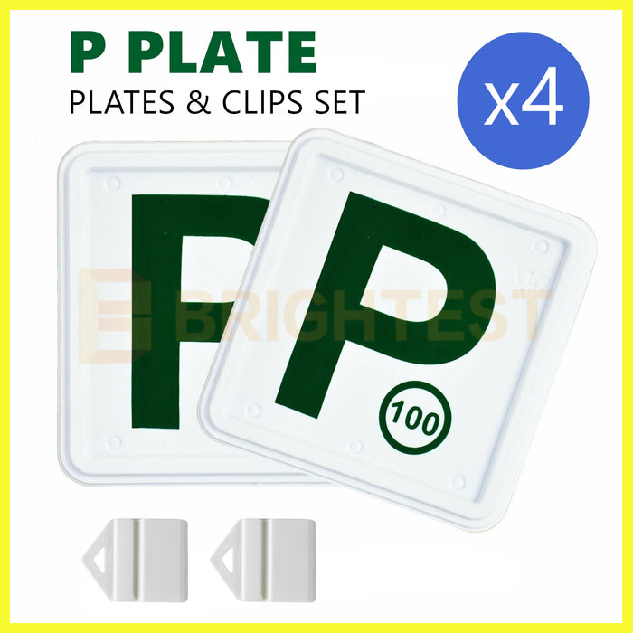 4 x Plastic Green P Plate Clips Holder Set Car Number License NSW L Red P1 P2 Free