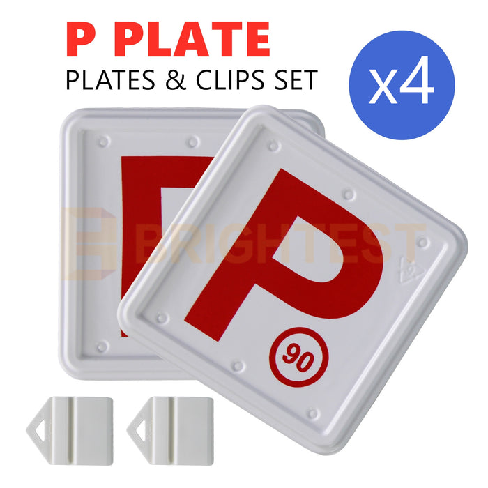 4 x Plastic Red P Plate Clips Holder Set Car Number License NSW L Green P1 P2 Free