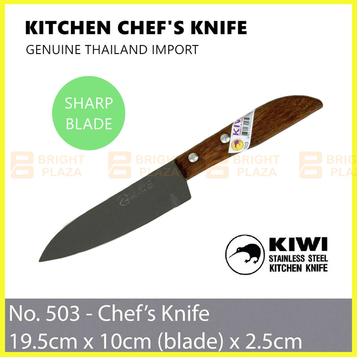 KIWI Knife Stainless Steel Blade Kitchen Chef Knives Cook Cleaver Wood No. 503