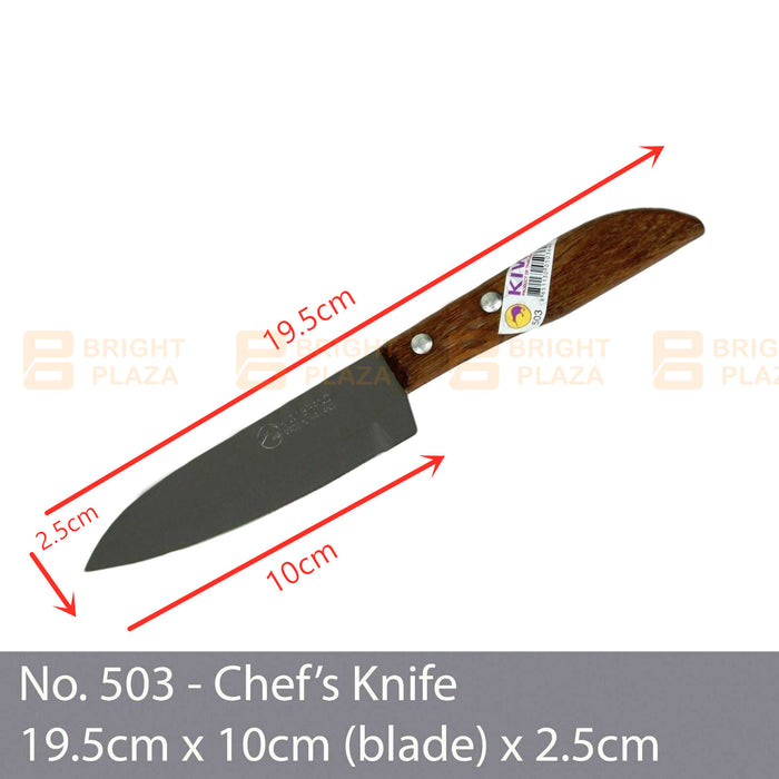 KIWI Knife Stainless Steel Blade Kitchen Chef Knives Cook Cleaver Wood No. 503