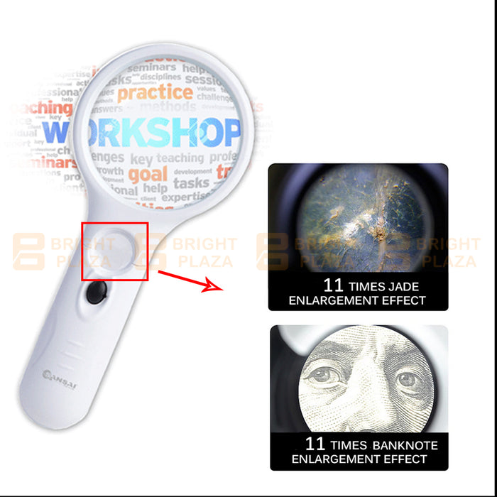 LED Lighted Hand Held Magnifier Magnifying Glass Handheld Reading Light Illuminate