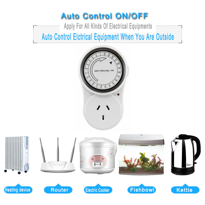 24 Hour Timer Programmable Mechanical Timer with Auto Switch On 24hrs Easy Set