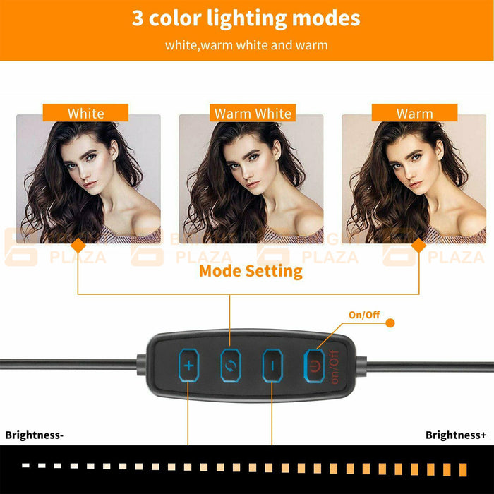 10” Dimmable LED Ring Light + 1.6m Tripod Stand Selfie Circle Lamp Makeup Studio