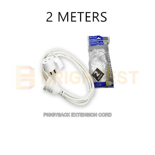 2M/5M Piggyback Power Extension Cord Lead Australian 3-Pin Plug 240V White Cable