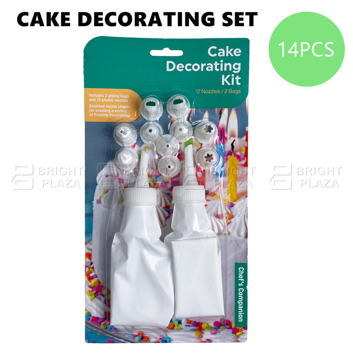 14pcs DIY Cake Decorating Kit Set Piping Bag Tips Pastry Icing Nozzles Baking Plastic