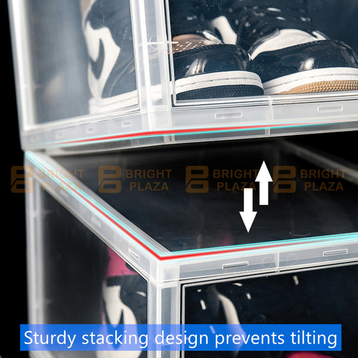 Premium Sneaker Display Shoe Box Storage Case Clear Plastic Boxes Side Stackable