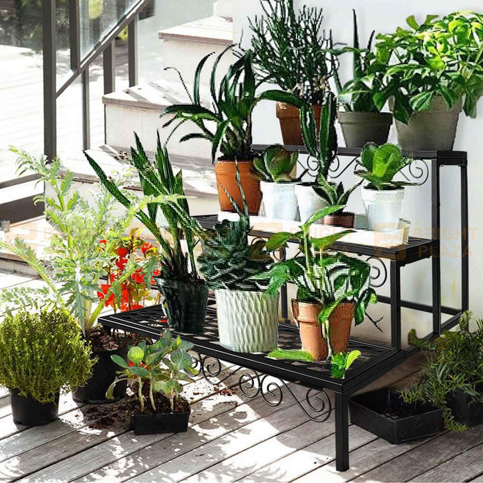 3 Tier Metal Plant Stand Flower Pot Planter Display Rack Garden Balcony Shelf Rectangle