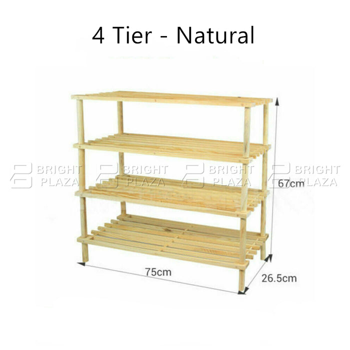 3/4 Tier Wooden Shoe Rack Storage Cabinet Bench Shoes Shelf Organiser Stand Natural