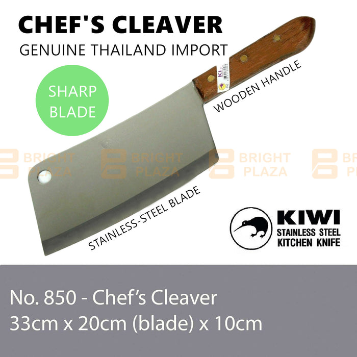 KIWI Knife Stainless Steel Blade Kitchen Chef Knives Cook Cleaver Wood No. 850