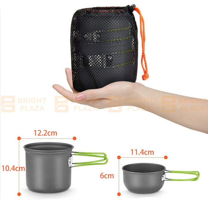 3pcs Outdoor Camping Cookware Set Hiking Cooking Pot Pan Portable Picnic Gas Stove