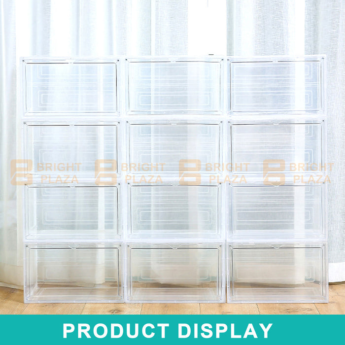 Sneaker Display Shoe Box Storage Case Transparent Clear Plastic Boxes Side Stackable