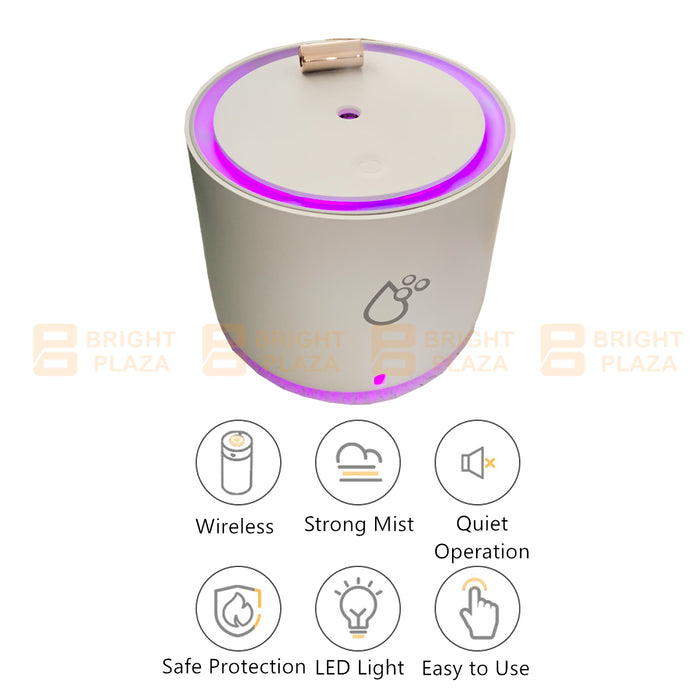 Portable Rechargeable Air Humidifier Diffuser Moisturise Mist Night Light Cool