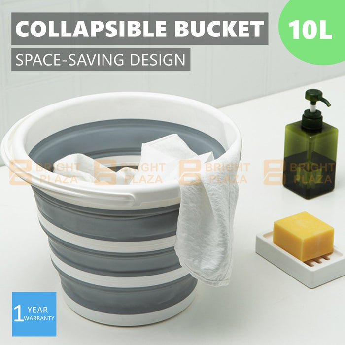 10L Collapsible Folding Bucket Silicone Water Container Hiking Camping Fishing Travel