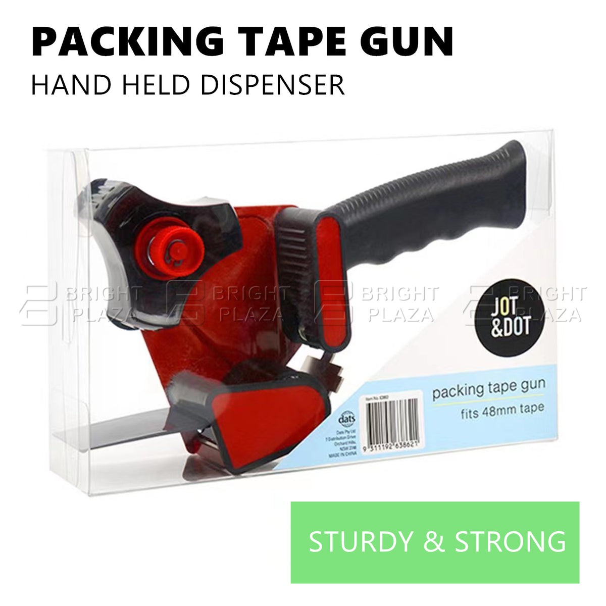 Packing Tape Dispenser Gun Fits 48mm Tape Rolls With Cutter Packaging