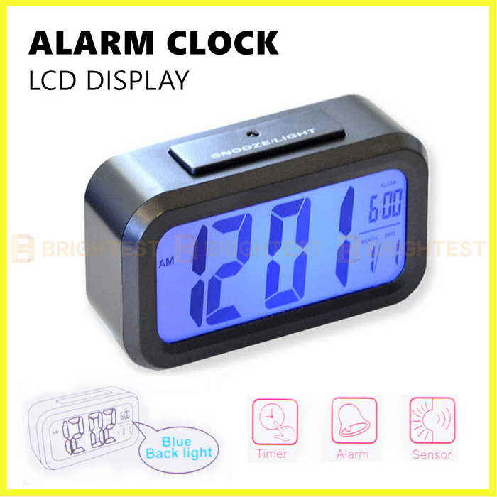 LCD Alarm Clock Digital Display Time Desk Bedroom Blue Back Light Date Temperature