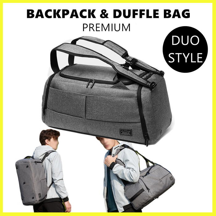 Duo Backpack Duffle Bag Canvas Sports Duffel Gym Overnight Travel Carry Luggage