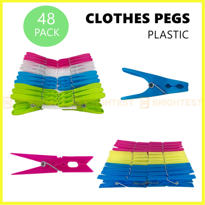 48pk Plastic Clothes Pegs Large Laundry Washing Clothing Clip Hanger Clamp