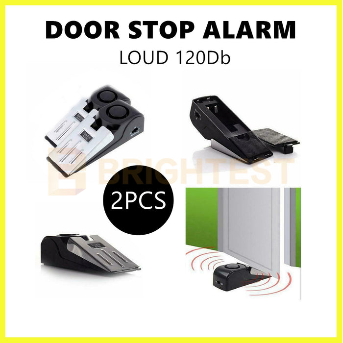 2 x Portable Wedge Door Stop Alarm Device Alerter Home Security Vibration Trigger