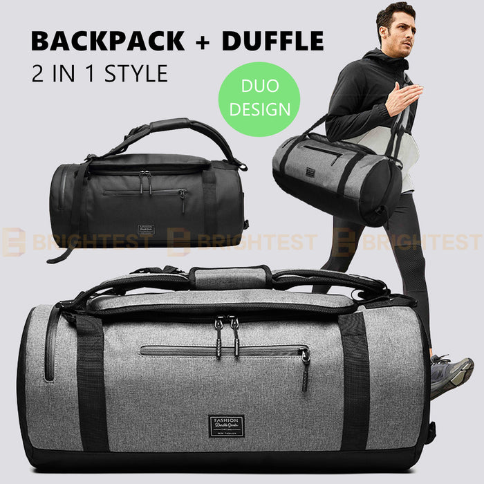 Duo Backpack Duffle Bag Sports Duffel Gym Overnight Travel Carry Luggage 2 in 1