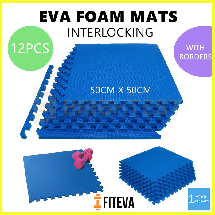 12PCS Interlocking Foam Flooring Heavy Duty Eva Mats Tiles Gym Garage Kids Puzzle