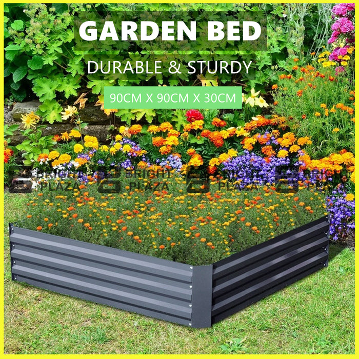 Garden Bed Galvanised Steel Raised Planter Box Outdoor Flower Plant Patio 90x90cm