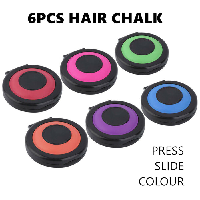 6pcs Hair Colour Hair Chalk Compacts Vibrant Colours Quick Easy
