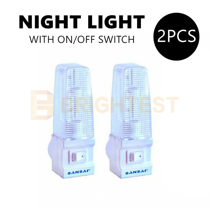 2pcs Switched Night Light Lamp With On/Off Switch Home Hallway Bedroom 7W E12
