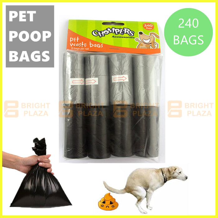 240PCS Pet Puppy Dog Waste Clean Bags Poop Poo Pick Up Disposable Plastic Bag
