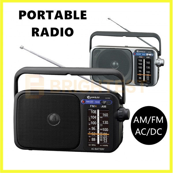 Portable AM/FM Radio Battery Powered AC/DC Earphone Plug Jack Speaker Antenna