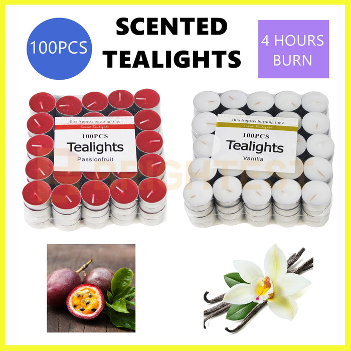 100pcs Scented Tealights Tea Light  Candles Bulk 4 Hours Burn Home Scent Wedding