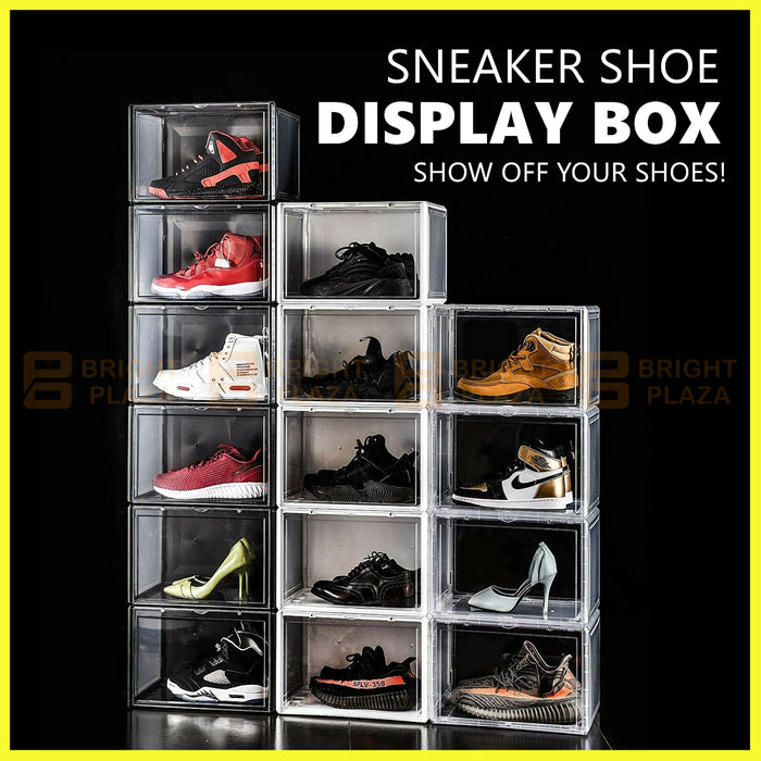 Sneaker Display Shoe Box Storage Case Transparent Clear Plastic Boxes Side Stackable