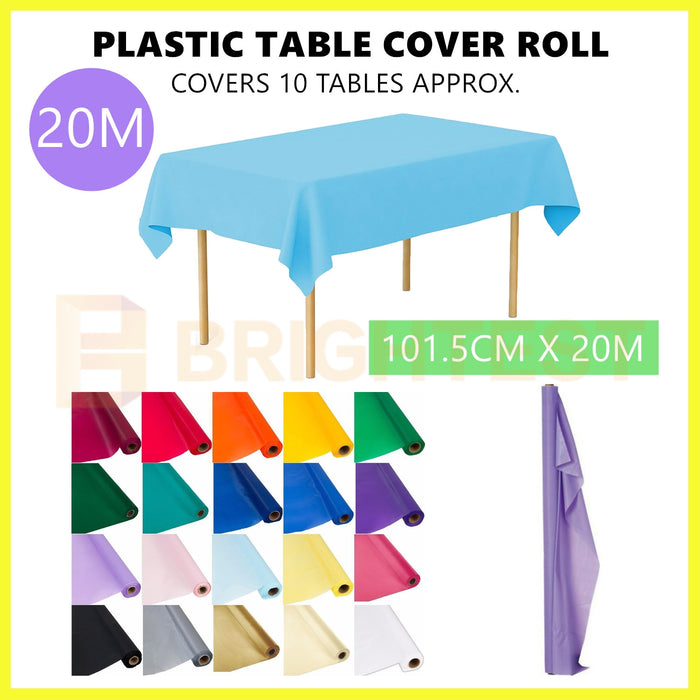 20m Plastic Table Cloth Roll Cover Banquet Party Wedding Birthday PVC Vinyl Bulk