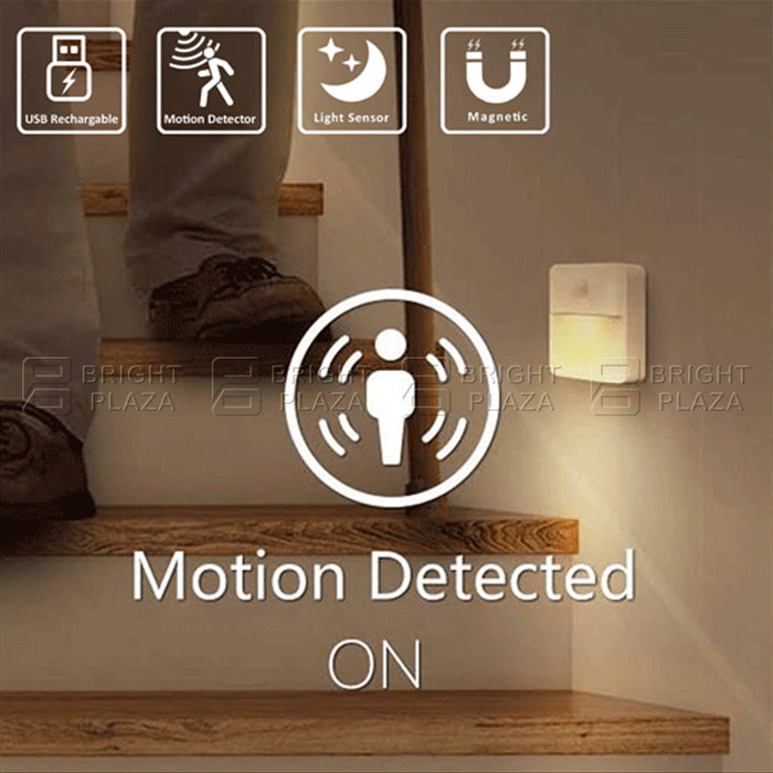 USB Rechargeable Motion Detector Sensor Night Light Lamp Home Lighting Magnetic