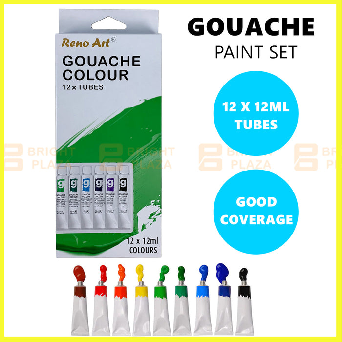 12 x 12ml Gouache Colour Paint Tubes Set Artist Art Paints Painting Student School