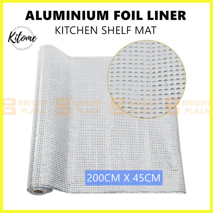 Kitchen Shelf Drawer Liner Aluminium Foil Mat Non-Adhesive Roll Oil-Proof 45 x 200cm