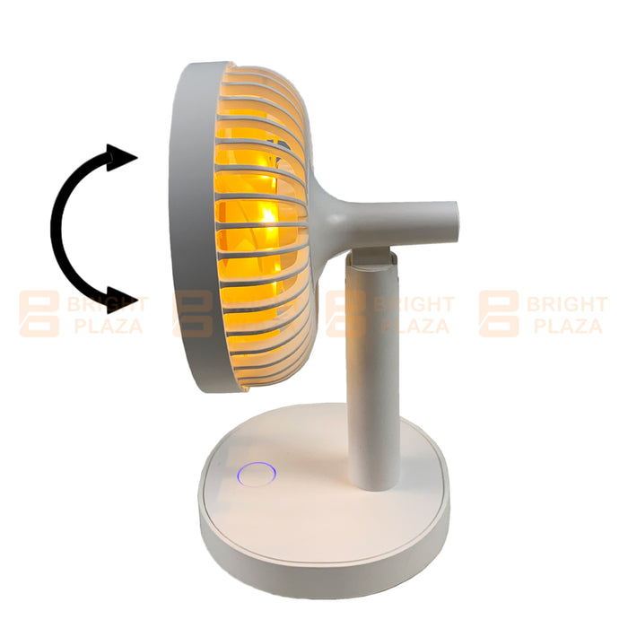 Portable Small Desk Fan Cooler Cooling USB Rechargeable Desktop Night Light Function