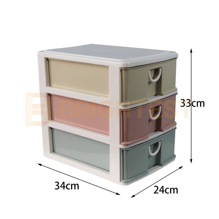 3 Tier Desk Drawer Stationery Document Desk top Organiser Plastic Office Cabinet Box