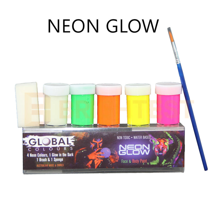 Face and Body Paint Sets Kit Body Art Party Costume Painting Solid Glitter Neon Glow