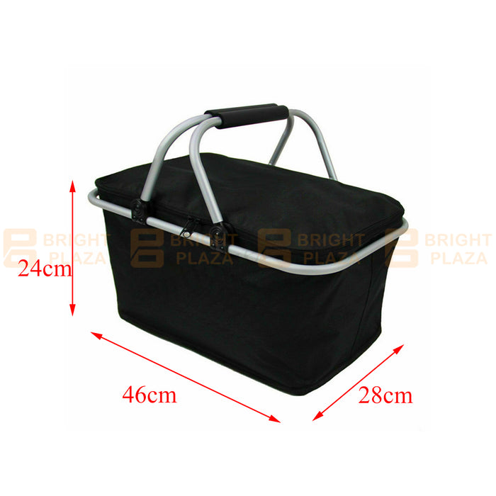 Collapsible Foldable Outdoor Picnic Basket Insulated Cooler Bag Carry Tote Travel Camp